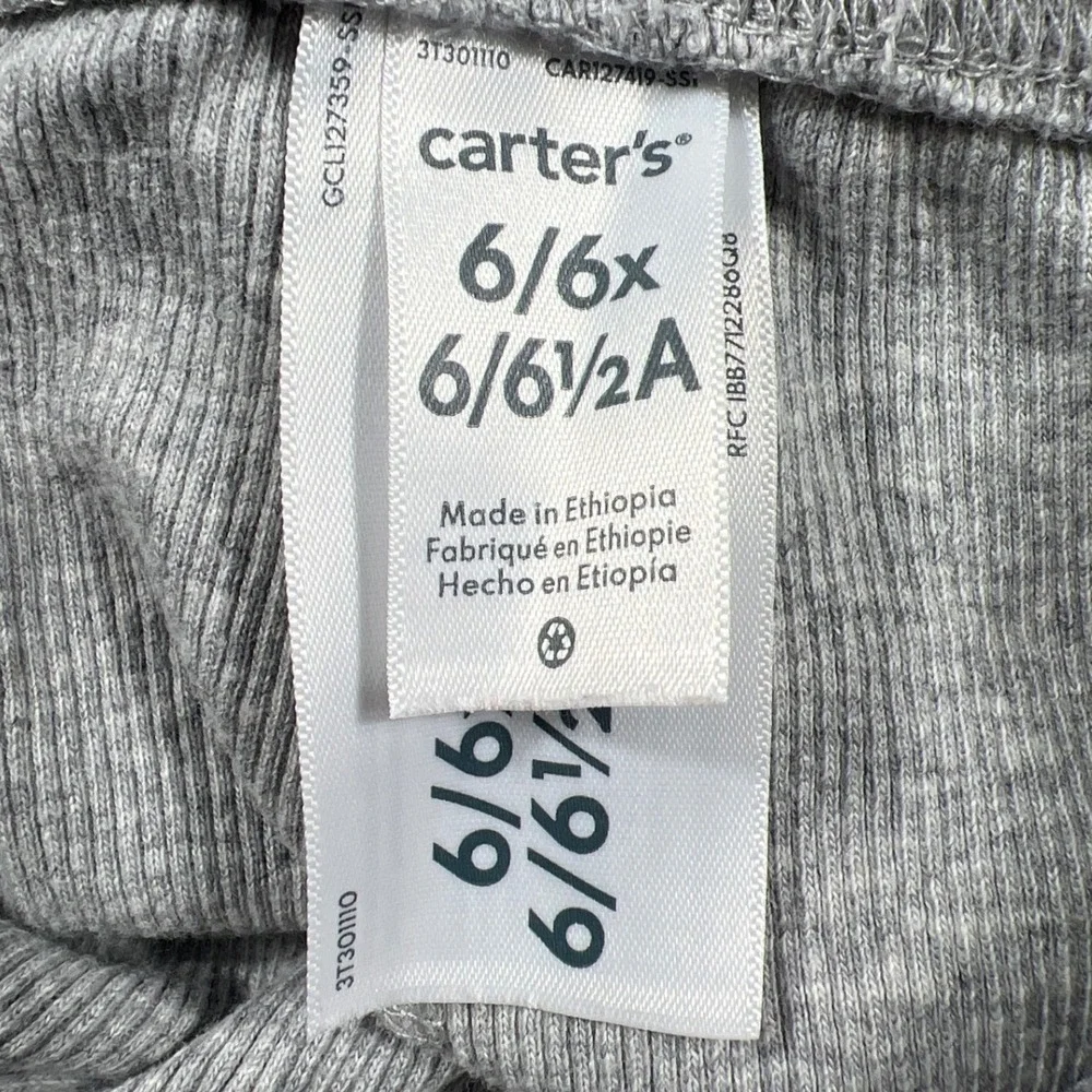 Carters Girls Ribbed Leggings Set of 2 Gray Black Size 6 EUC Back to School Kids